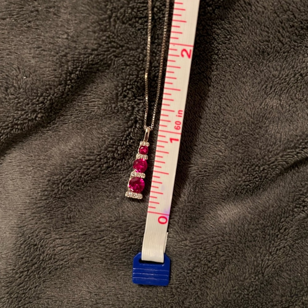 Stunning Sterling Silver And Lab Ruby Necklace - image 6